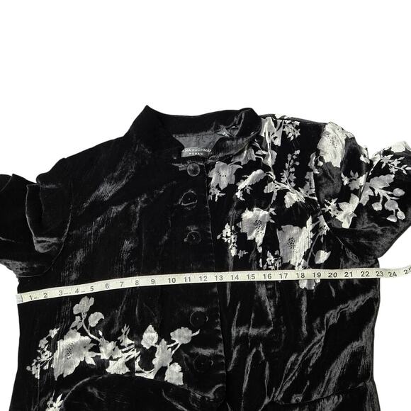DANA BUCHMAN Black Champagne Floral Velvet Button Front Jacket Size: 16 - Picture 4 of 7